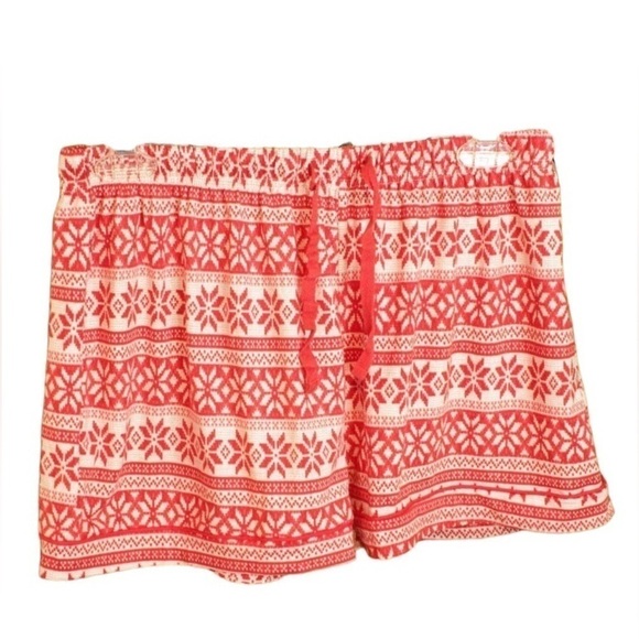 The Royal Standard Women’s Large Red White Snowflake Comfy PullOn Shorts - Picture 1 of 6